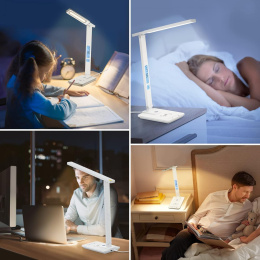 Lampa biurkowa LED YAMYONE z bezprzewodową ładowarką, dotykowa