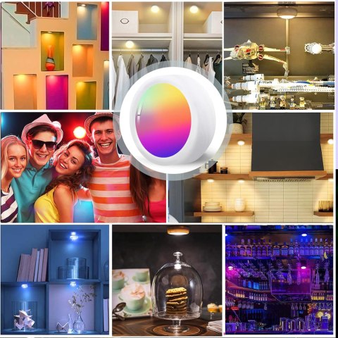 Lampki bezprzewodowe 6 szt RGB kolorowe diody LED Zasilane na baterie Lampki bezprzewodowe 6 szt RGB kolorowe diody LED Zasilane na baterie