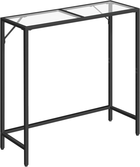 MAHANCRIS Stolik konsolowy, 68 cm metal plis blat ze szkła hartowanego MAHANCRIS Stolik konsolowy, 68 cm metal plis blat ze szkła hartowanego