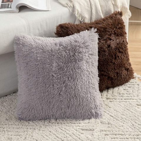 MIULEE zestaw 2 poszewek na poduszki ze sztucznego futra 45 x 45 cm MIULEE zestaw 2 poszewek na poduszki ze sztucznego futra 45 x 45 cm