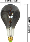 TIANFAN Lampy LED 20cm Edison szkło dymne ściemniana 220 / 240 V E27