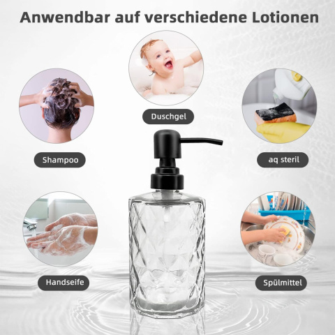 Zestaw 2 szklanych dozowników mydła o pojemności 340 ml Zestaw 2 szklanych dozowników mydła o pojemności 340 ml