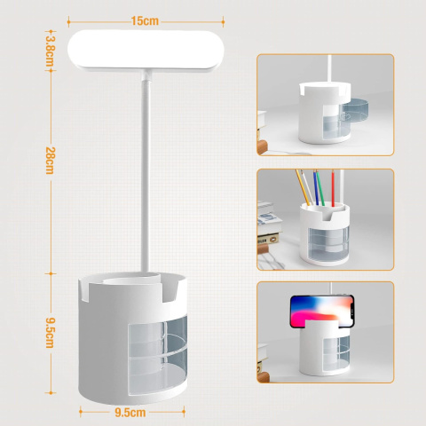 Lampa biurkowa LED, możliwość ściemniania, ładowanie USB, 3 poziomy jasności Lampa biurkowa LED, możliwość ściemniania, ładowanie USB, 3 poziomy jasności