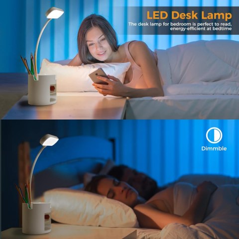 Lampa biurkowa LED, możliwość ściemniania, ładowanie USB, 3 poziomy jasności Lampa biurkowa LED, możliwość ściemniania, ładowanie USB, 3 poziomy jasności