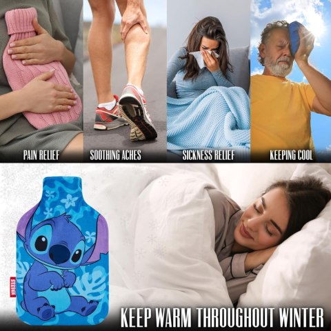 Butelka na gorącą wodę Disney Stitch z polarową osłoną Termofor Butelka na gorącą wodę Disney Stitch z polarową osłoną Termofor