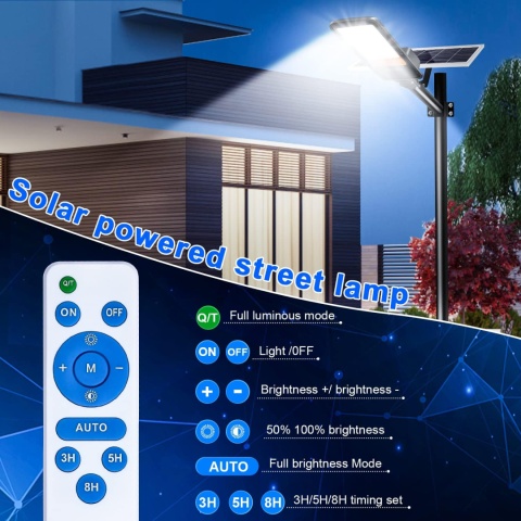 Kingwen Solarna lampa uliczna LED 600 W, z pilotem zdalnego sterowania