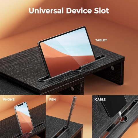 LORYERGO Podwójny stojak na monitor, z 2 gniazdami na telefon i tablet