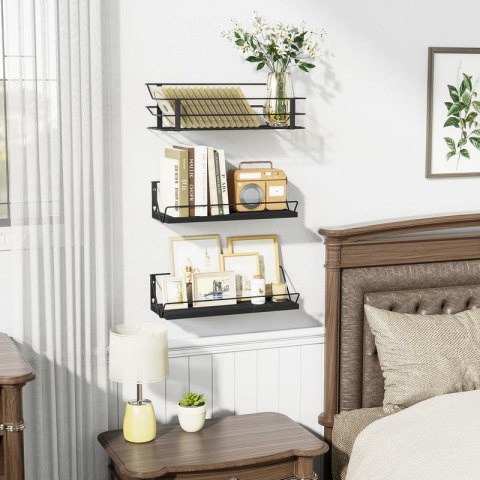 Love-KANKEI Regał ścienny, drewniany, metalowy, z koszem 3 sztuki