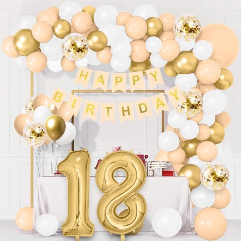 QIUQI Zestaw girlandy z beżowym łukiem balonowym, 125 sztuk QIUQI Zestaw girlandy z beżowym łukiem balonowym, 125 sztuk