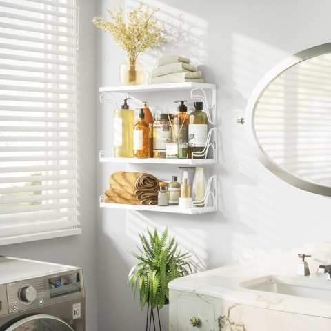 SRIWATANA Regał ścienny, biały, 43 cm, drewniany, zestaw 3 regałów