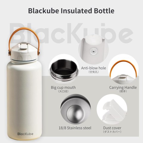 Blackube Butelka do picia ze słomką ze stali nierdzewnej 1000 ml Blackube Butelka do picia ze słomką ze stali nierdzewnej 1000 ml
