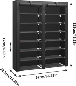 JIUYOTREE 7-poziomowy stojak na buty z pyłoszczelną osłoną, 28 par
