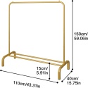 JIUYOTREE Wieszak na ubrania metalowy wieszak na ubrania 110 cm zloty