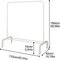 JIUYOTREE Wieszak na ubrania metalowy wieszak na ubrania 110 cm bialy