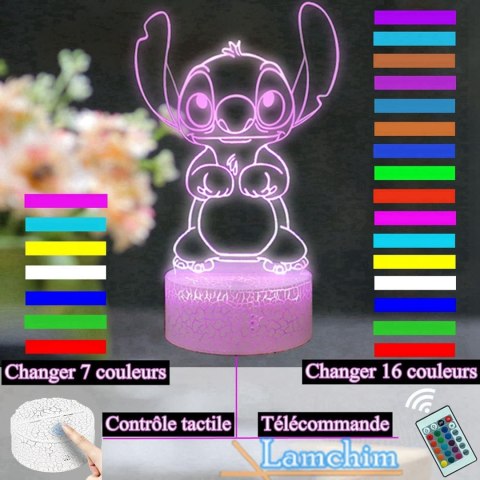 Belle Stitch 3D LED lampka nocna, Anime Stitch 16 kolorów lampa, pilot Belle Stitch 3D LED lampka nocna, Anime Stitch 16 kolorów lampa, pilot