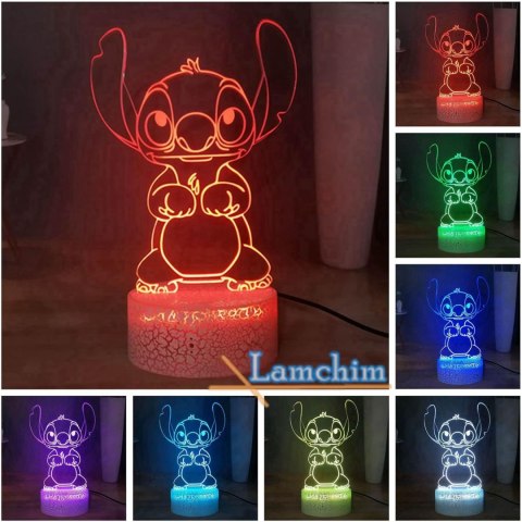 Belle Stitch 3D LED lampka nocna, Anime Stitch 16 kolorów lampa, pilot Belle Stitch 3D LED lampka nocna, Anime Stitch 16 kolorów lampa, pilot