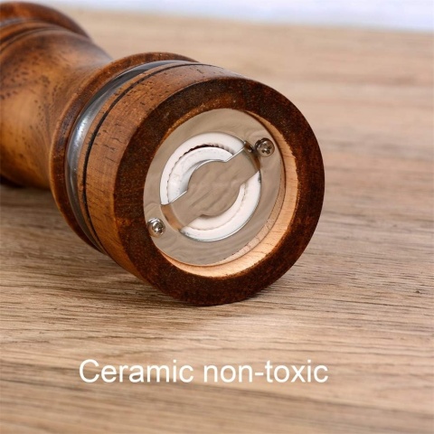 Haomacro Zestaw młynków do pieprzu i soli, z naturalnego drewna 16,5cm