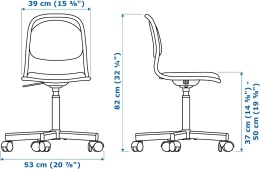 IKEA 903.208.27 Krzesło biurowe Örfjäll dla dzieci, rozowo biale