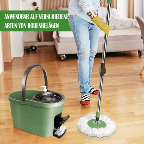 MASTERTOP Zestaw mopa do mycia z wiadrem obrotowym , z 4 głowicami