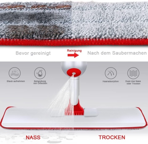 Masthome Mop podłogowy z funkcją spryskiwania 500 ml i 5 podkładkami