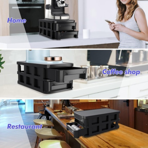 Masthome pojemnik na kapsułki do kawy z 2 szufladami, podstawka