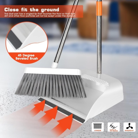 Miotla i szufelka na długim trzonku masztowym z wysuwaną rączką 130cm