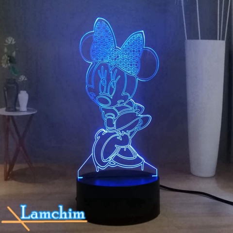 Piękna lampka nocna LED Myszka Miki Minnie, pilot USB 3D 16 kolorow Piękna lampka nocna LED Myszka Miki Minnie, pilot USB 3D 16 kolorow