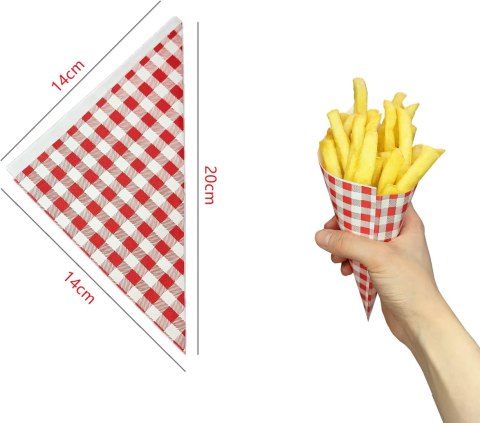 Tocnvoe - Papier stożkowy, 100 sztuk, pojemnik na frytki 14x14x20cm Tocnvoe - Papier stożkowy, 100 sztuk, pojemnik na frytki 14x14x20cm