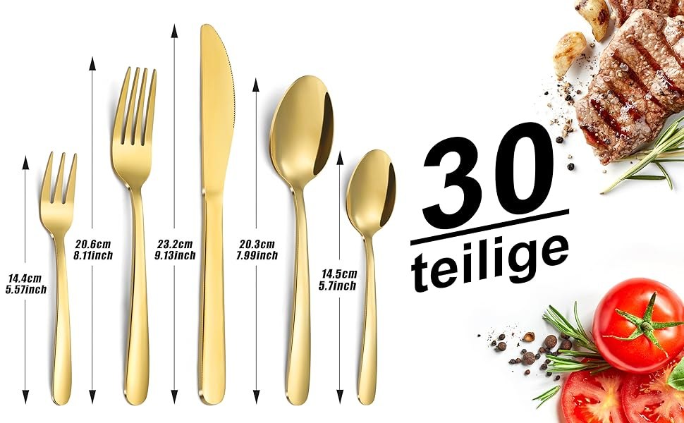 Zestaw sztućców, 6-osobowy zestaw sztućców, sztućce, 30-częściowy zestaw sztućców